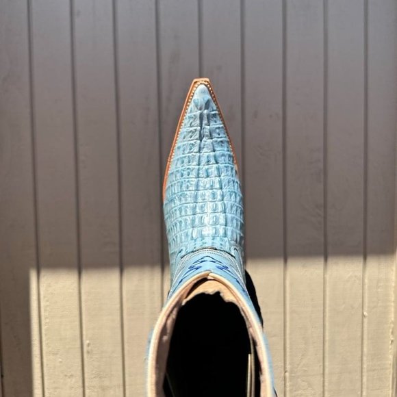 #11 Light Blue Crocodile Tail Design Western Boot - Picture 4 of 5